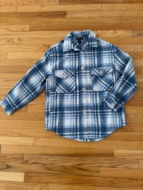 SWS Blue and White Plaid Button-Up Shacket/ Shirt - Size Small